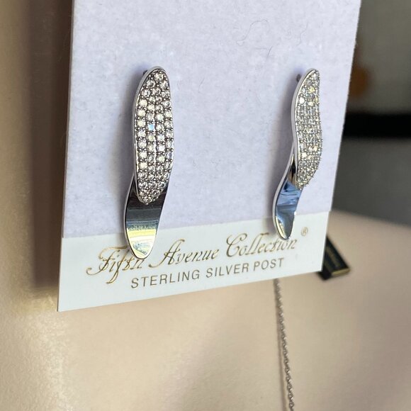 Rhodium Plated Silver tone Pave CZ Necklace & Earrings - Picture 3 of 7